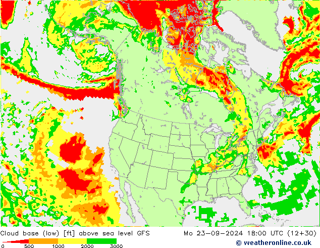 Wolkenbasis (Laag) GFS ma 23.09.2024 18 UTC