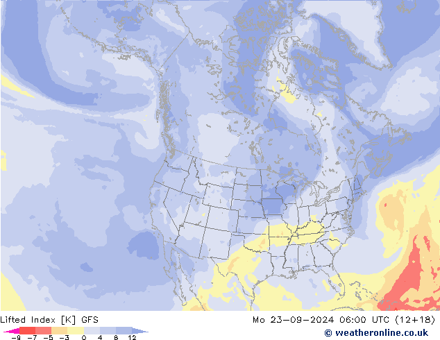 Lifted Index GFS  23.09.2024 06 UTC