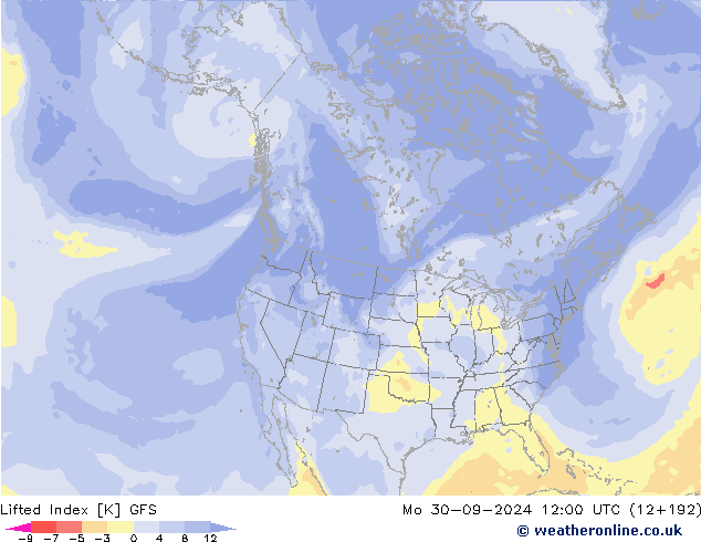 Lifted Index GFS Mo 30.09.2024 12 UTC