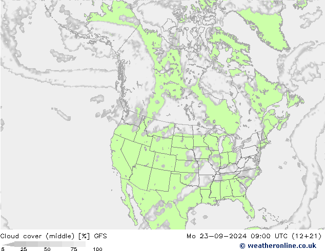 nuvens (médio) GFS Seg 23.09.2024 09 UTC