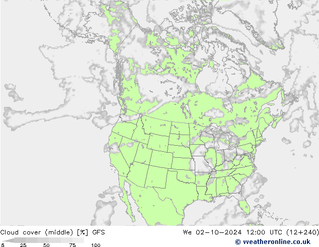 Cloud cover (middle) GFS We 02.10.2024 12 UTC