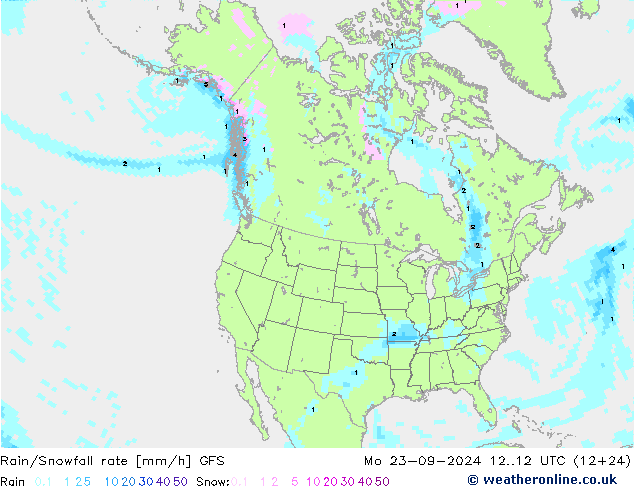 Regen/Schneefallrate GFS Mo 23.09.2024 12 UTC