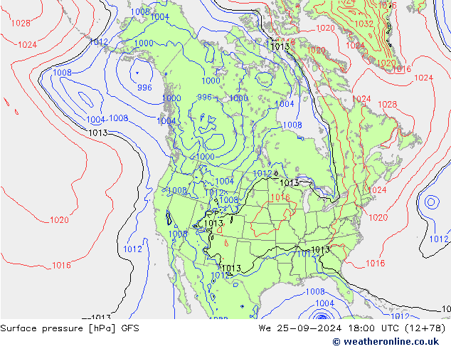 GFS: śro. 25.09.2024 18 UTC