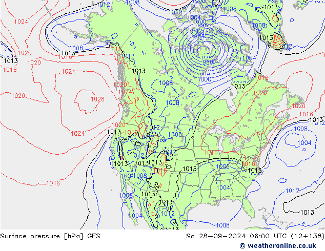 Luchtdruk (Grond) GFS za 28.09.2024 06 UTC