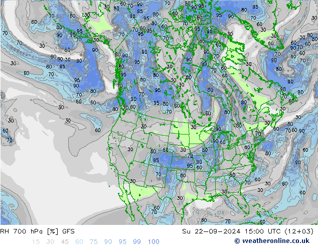 RH 700 hPa GFS nie. 22.09.2024 15 UTC