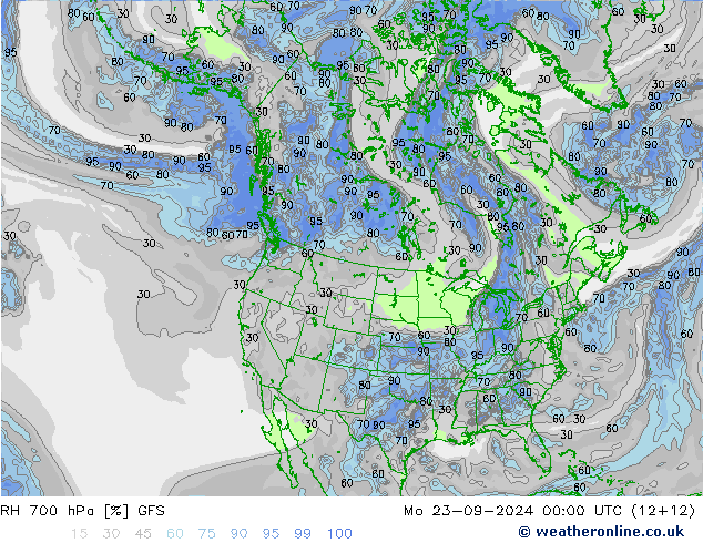 RH 700 hPa GFS  23.09.2024 00 UTC