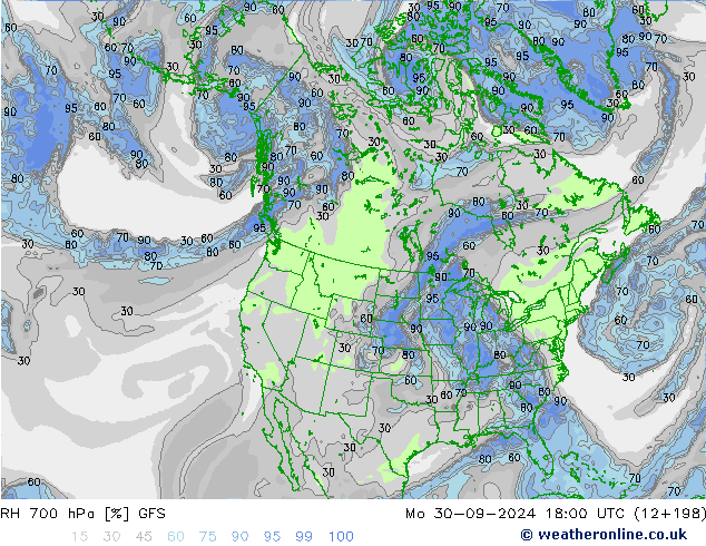 RH 700 hPa GFS Seg 30.09.2024 18 UTC