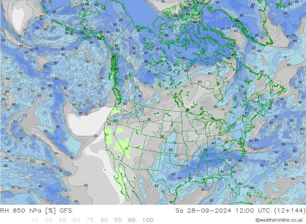 RH 850 hPa GFS Sa 28.09.2024 12 UTC