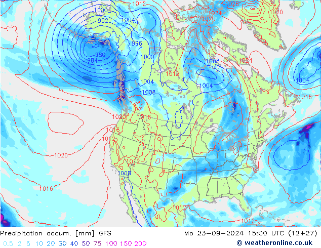 Precipitation accum. GFS Mo 23.09.2024 15 UTC