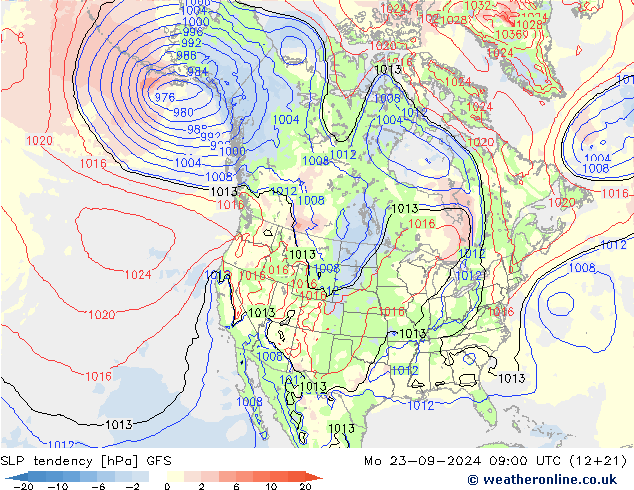 тенденция давления GFS пн 23.09.2024 09 UTC