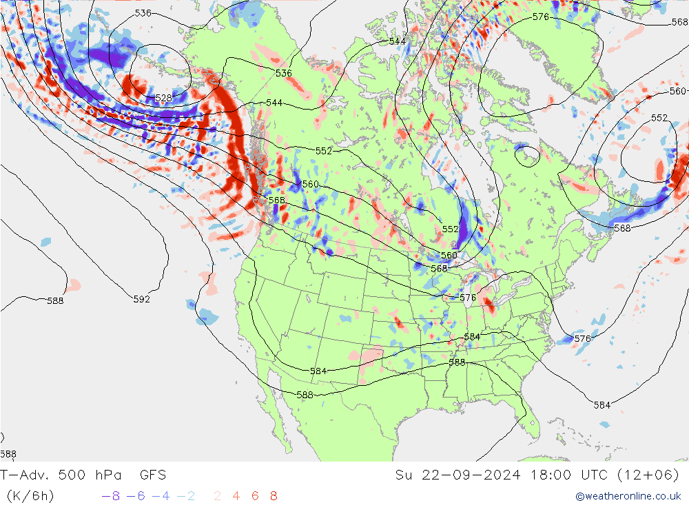 T-Adv. 500 hPa GFS So 22.09.2024 18 UTC