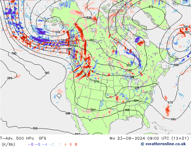 T-Adv. 500 hPa GFS Pzt 23.09.2024 09 UTC