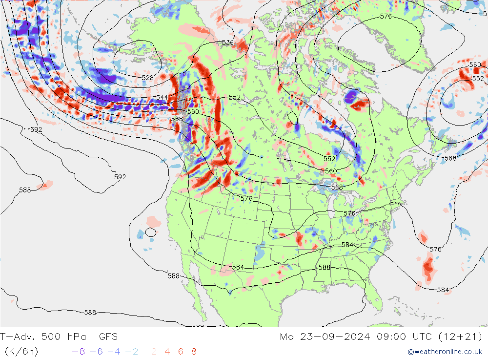 T-Adv. 500 hPa GFS Mo 23.09.2024 09 UTC