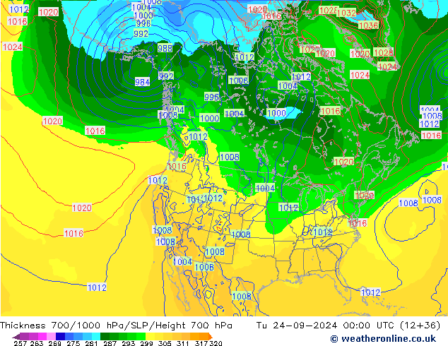 700-1000 hPa Kalınlığı GFS Sa 24.09.2024 00 UTC