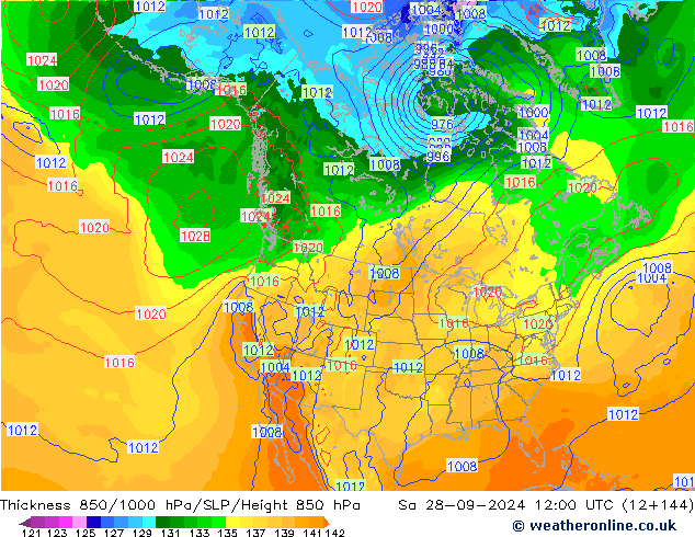 Thck 850-1000 hPa GFS Sa 28.09.2024 12 UTC