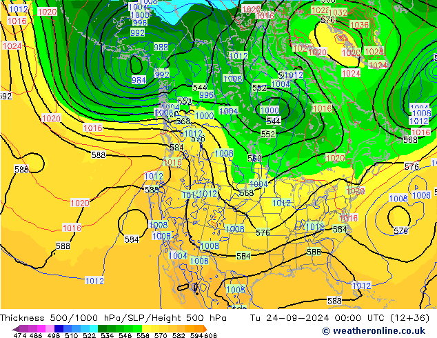 Thck 500-1000hPa GFS  24.09.2024 00 UTC