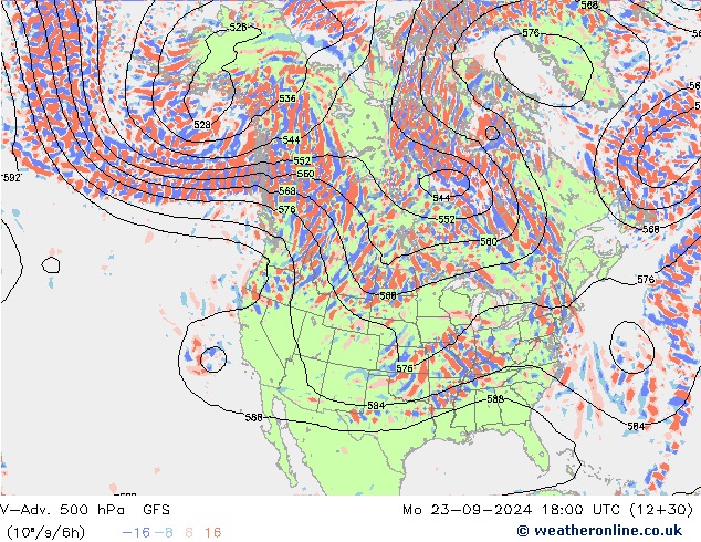 V-Adv. 500 hPa GFS pon. 23.09.2024 18 UTC