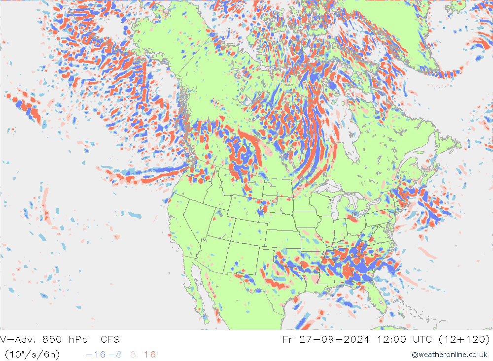 V-Adv. 850 hPa GFS  27.09.2024 12 UTC