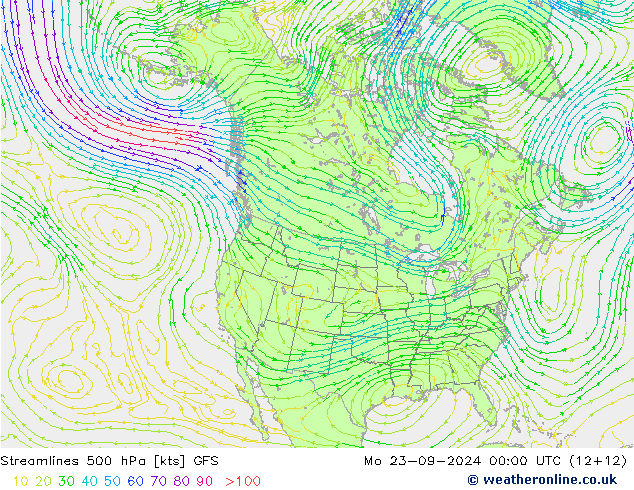 Streamlines 500 hPa GFS Mo 23.09.2024 00 UTC