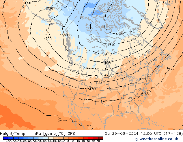 Geop./Temp. 1 hPa GFS dom 29.09.2024 12 UTC