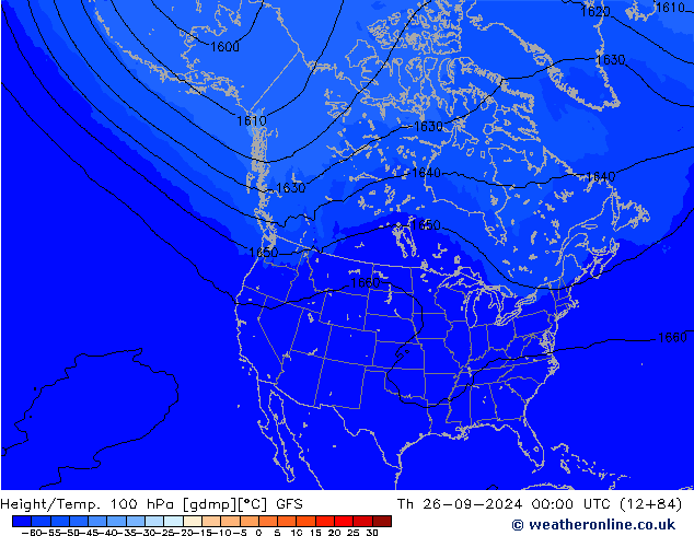 Yükseklik/Sıc. 100 hPa GFS Per 26.09.2024 00 UTC