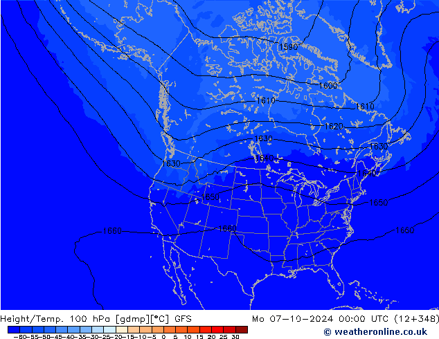 Height/Temp. 100 hPa GFS Mo 07.10.2024 00 UTC