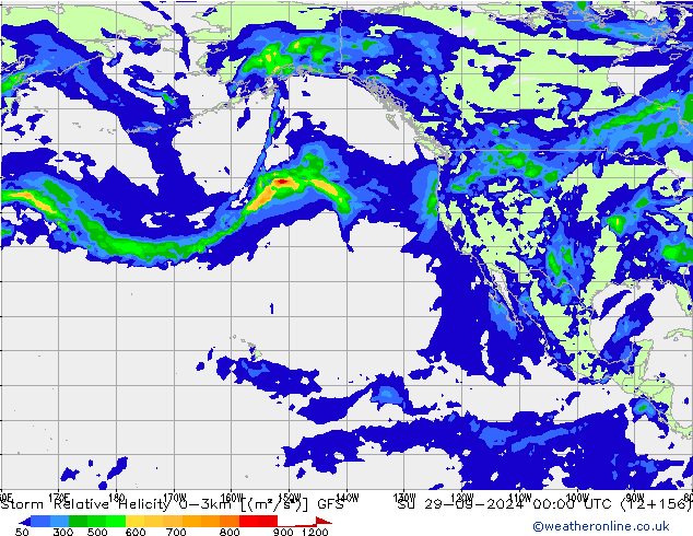 Storm Relative Helicity GFS Su 29.09.2024 00 UTC