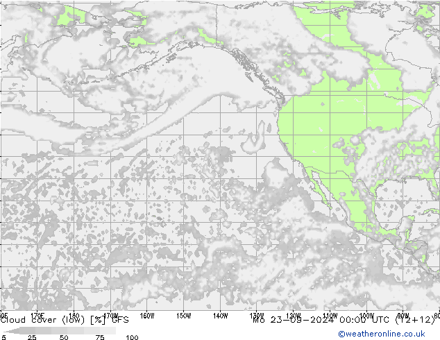 Bewolking (Laag) GFS ma 23.09.2024 00 UTC