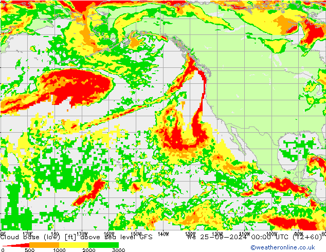 Cloud base (low) GFS ср 25.09.2024 00 UTC