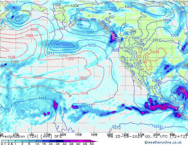 Precipitation (12h) GFS We 25.09.2024 12 UTC