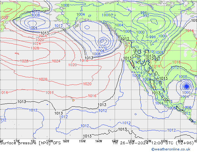 Pressione al suolo GFS gio 26.09.2024 12 UTC