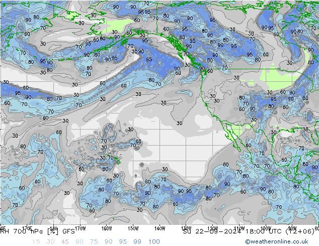 RH 700 hPa GFS So 22.09.2024 18 UTC