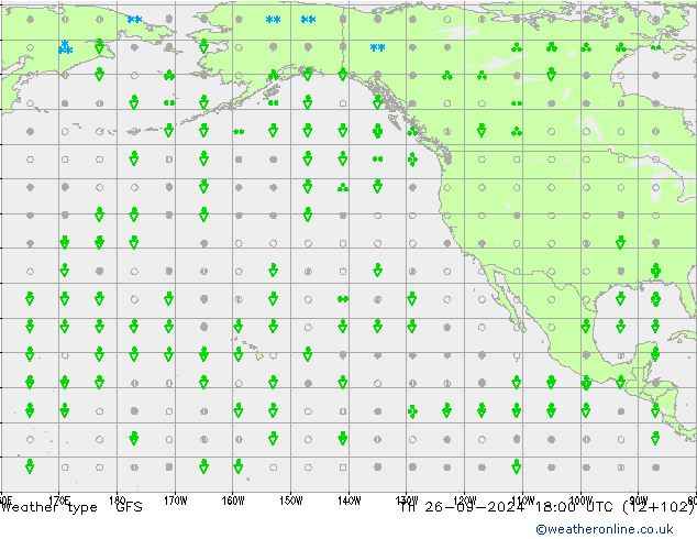 rodzaj opadu GFS czw. 26.09.2024 18 UTC