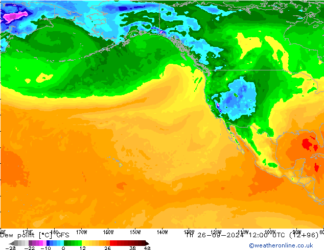 Point de rosée GFS jeu 26.09.2024 12 UTC