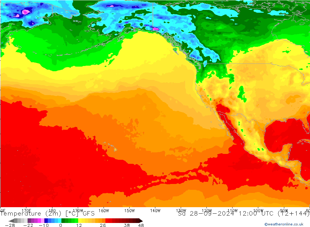 Temperature (2m) GFS Sa 28.09.2024 12 UTC