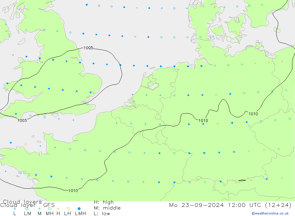 Cloud layer GFS Pzt 23.09.2024 12 UTC