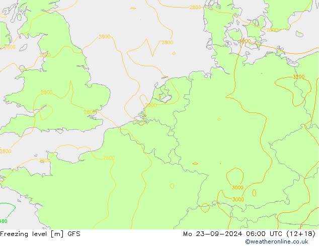 Freezing level GFS Mo 23.09.2024 06 UTC