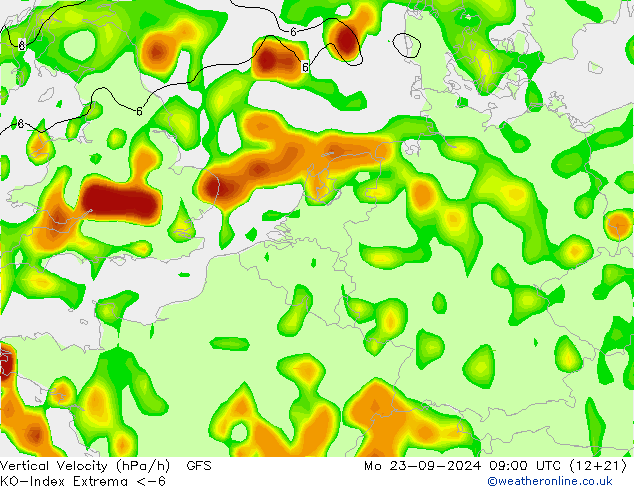 Convection-Index GFS Mo 23.09.2024 09 UTC