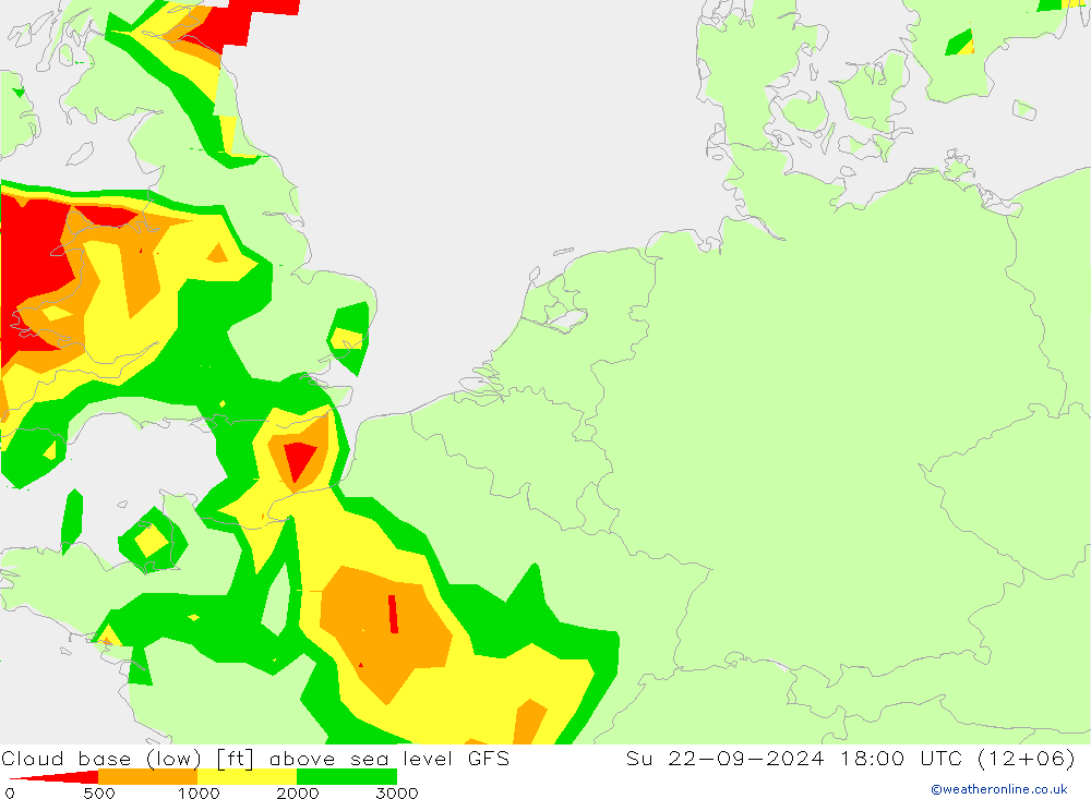 Cloud base (low) GFS dim 22.09.2024 18 UTC