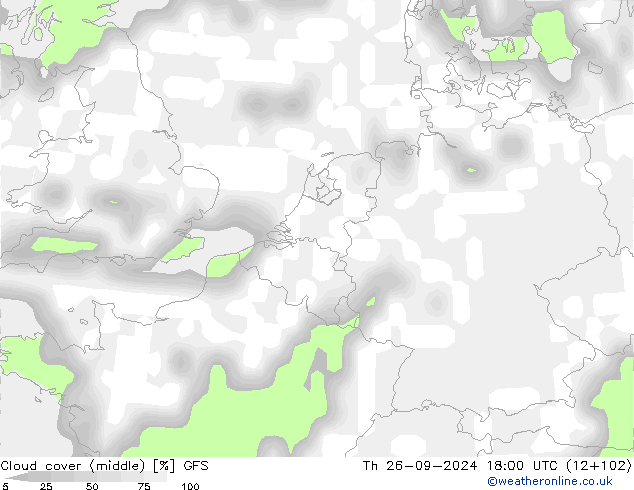 Cloud cover (middle) GFS Th 26.09.2024 18 UTC