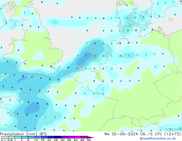 Precipitation GFS We 25.09.2024 12 UTC