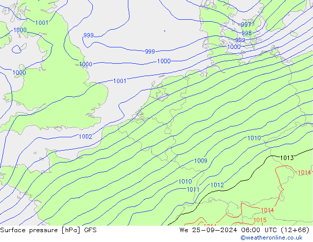 Surface pressure GFS We 25.09.2024 06 UTC