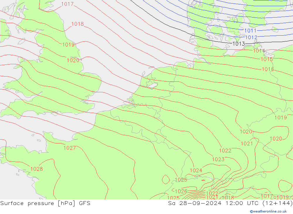 Surface pressure GFS Sa 28.09.2024 12 UTC