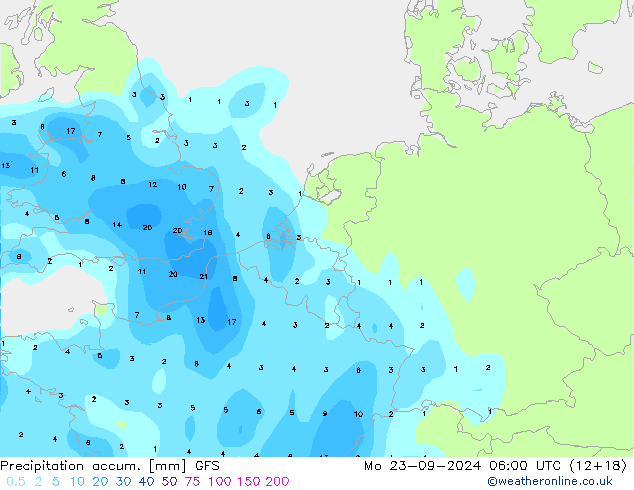 Nied. akkumuliert GFS Mo 23.09.2024 06 UTC