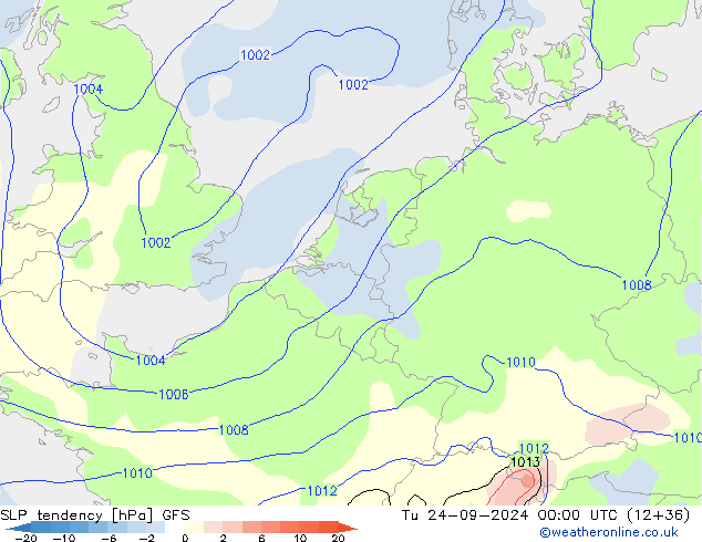 SLP tendency GFS Tu 24.09.2024 00 UTC