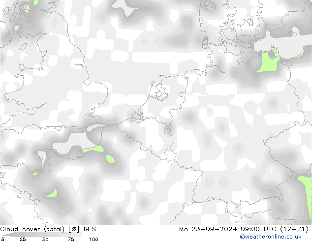 云 (总) GFS 星期一 23.09.2024 09 UTC