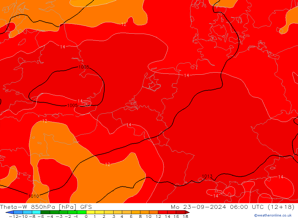 Theta-W 850hPa GFS Mo 23.09.2024 06 UTC