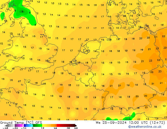 Temp GFS mer 25.09.2024 12 UTC