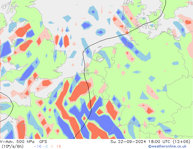 V-Adv. 500 hPa GFS dom 22.09.2024 18 UTC