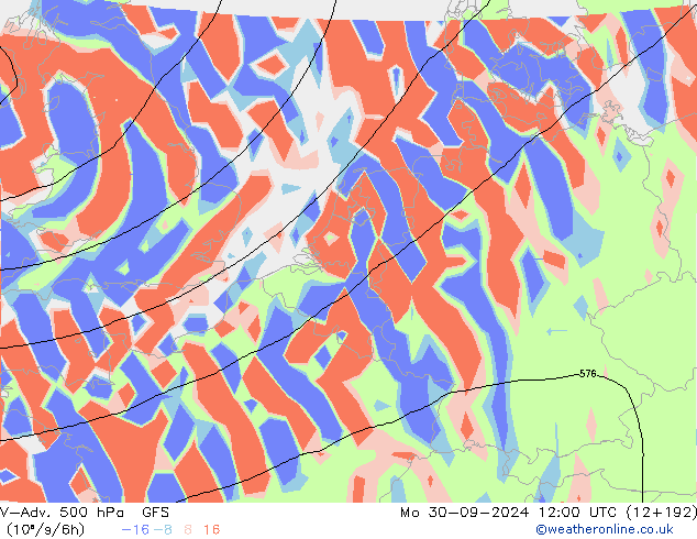 V-Adv. 500 hPa GFS lun 30.09.2024 12 UTC